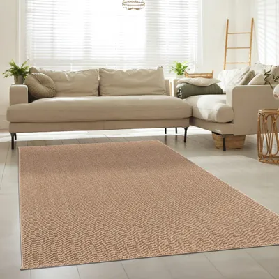 Produktbild von Teppich Kurzflor Unifarben Wohnzimmer schmutzabweisend Beige Rechteckig 200x280 | 100% Polypropylen | Florhöhe: 7 mm | pflegeleicht