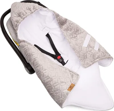 Produktbild von Baby Einschlagdecke Ganzjährig für Auto Kinderwagen Babyschale Neugeborene 0 - 9 Monate Maße 85 x 122 cm Farbe Grau Flachs [157]