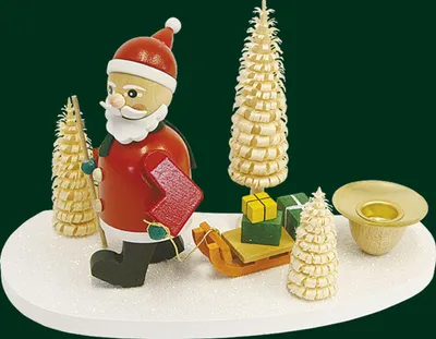 Produktbild von Kerzenhalter Weihnachtsmann mit Schlitten Höhe= 11cm NEU