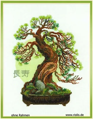 Obrázok produktu pre Riolis počítané křížkové vyšívání sada Bonsai Matsu Přání dlouhověkosti