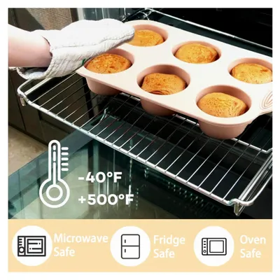 Produktbild von 3 Stück Silikon Muffinformen (Grau, Rosa, Pfauenblau)