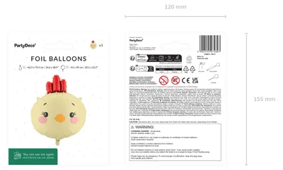 Image de Ballon en aluminium poussin 51 x 59 cm pour air ou hélium Jaune Rouge