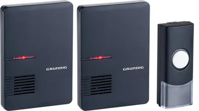 Produktbild von Bezdrátový zvonek Grundig s 1 vysílačem, 2 přijímači Baterie Dosah 80 metrů Černá barva