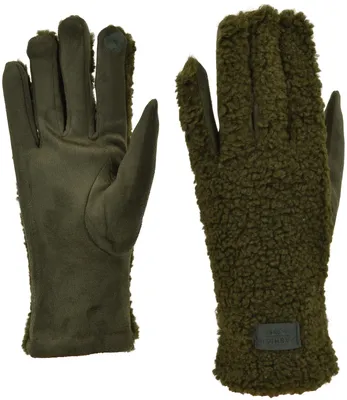Produktbild von styleBREAKER Damen Touchscreen Handschuhe mit Teddyplüsch | Weiche warme Winter Fingerhandschuhe | Kuscheliger Smartphone Handschuh in vielen Farben