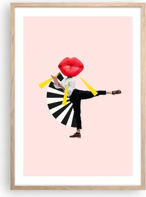 Produktbild von Gerahmtes Poster - Rahmen in heller Eiche - Grafik Mund Mann - 50x70 cm - Wand Bild - Wanddeko - Wandbilder - Kunstposter - Wandposter - Bilderrahmen - Bilder - Kunstdruck - P2NPA50x70-4559
