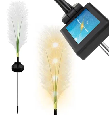Produktbild von Solar Gartenleuchte LED Pampasgras Gartenlampe Warmweiß Außenleuchte mit Erdspieß Dämmerungssensor IP65 70 cm
