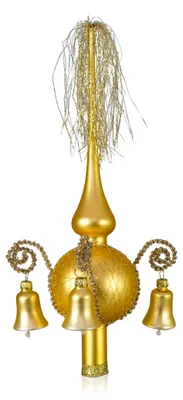 Baumspitze mit Glöckchen, matt gold, 28 cm, mundgeblasen