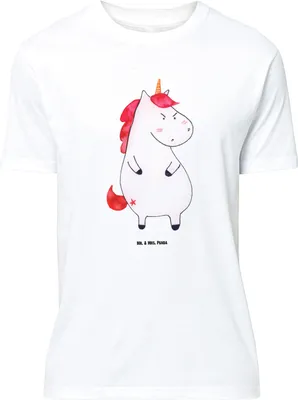 Produktbild von Mr. & Mrs. Panda Tshirt Einhorn Wut - Weiß - Geschenk, Shirt, Einhörner, Unicorn, Lustiges T-Shirt, Arbeit, Oversize, wütend, Realität