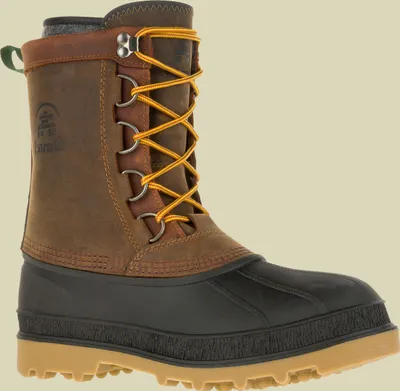 A single brown winter boot is shown against a plain background.