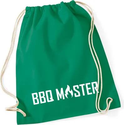 Produktbild von Huuraa Turnbeutel BBQ Master Grillen 12 Liter Kelly Green Baumwolle Rucksack Geschenkidee