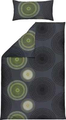 Produktbild von REDBEST Bettwäsche anthrazit-grün 1x 135x200 cm + 1x 40x80 cm