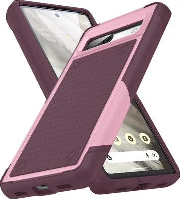Image de Étui pour Google Pixel 7A, qualité militaire, antichoc hybride 2en1 PC dur et TPU souple Rose Rouge