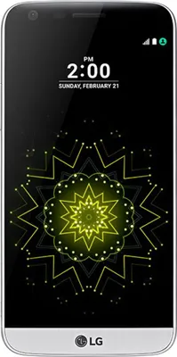 A smartphone displaying the lock screen with a colorful, geometric wallpaper.