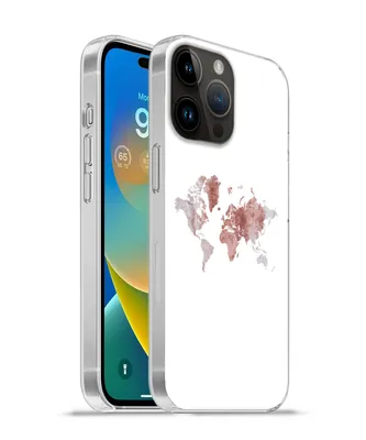 Produktbild von MuchoWow® Handyhülle Schutzhülle Hülle für Apple iPhone 14 Pro - Softcase Weltkarte - Rosa - Farbe Silikon Softcase Handy Hülle - Umschlag