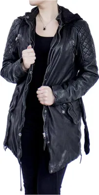 Produktbild von Damen Ledermantel Parka Ricano SHEENA – Schwarz / XL