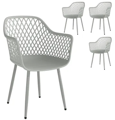 Productafbeelding van Set van 4 tuinstoelen, UV-bestendig kunststof met armleuningen en rugleuning, 56 x 51 x 84 cm, grijs