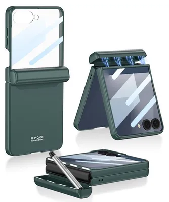 Obrázek produktu pro Pro Samsung Galaxy Z Flip7 GKK Integrovaný kryt s přihrádkou na pero + pero D- Green