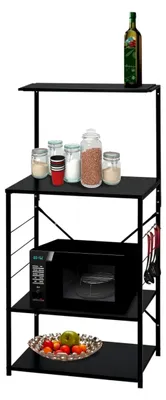 Produktbild von Mikrowellenregal Schwarz 60x39,6x123 cm Holzwerkstoff