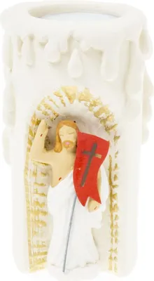 Imagen del producto de Un gran candelabro con la imagen de Cristo resucitado para la Pascua
