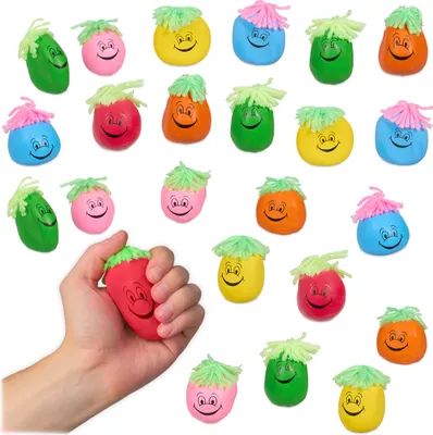 Produktbild von Relaxdays Stressball 6 cm, 24er Set, Grimasse/Haare, Antistressball knetbar für Kinder, Erwachsene, Knautschball, bunt