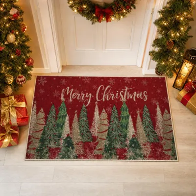 Weihnachtliche Fußmatte 50x80 cm, waschbar, Anti-Rutsch