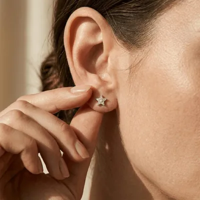 Produktbild von Stern Stud Earrings Zirkonia 925 Sterling Silber – Elegante Stern-Ohrstecker mit funkelndem Pavé-Besatz