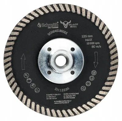 Productafbeelding van Schmith Diamantzaag- en slijpschijf TURBO M14 125mm Black Bull. Schmit 125 mm M14 zaagschijf, flexschijf voor haakse slijpmachine, zaagblad, professioneel gereedschap