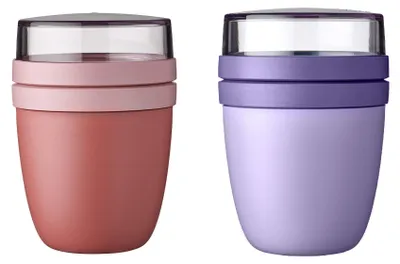Lunchpot Ellipse 2-teilig 500+200 ml, auslaufsicher, Vivid Mauve