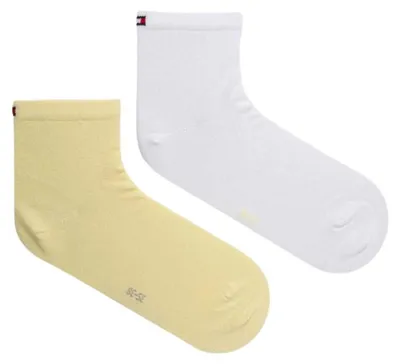 Produktbild von Tommy Hilfiger - Knöchelsocken für Damen, Glatt (3er-Pack) NA960 (35 EU - 38 EU) (Weiß/Gelb)