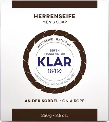 Immagine prodotto di Klar Seifen Badeseife Herren an der Kordel 250g, palmölfrei, für normale Haut
