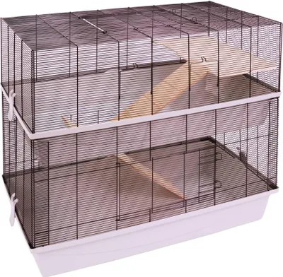 Produktbild von Mäuse- und Hamsterkäfig CARLOS mit 2 Etagen und 7 mm Verdrahtung 98 x 52 x 89 cm