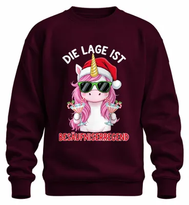Obrázok produktu pre The Situation is Boozy Christmas Unicorn Booze Uni mikina, bordová, M