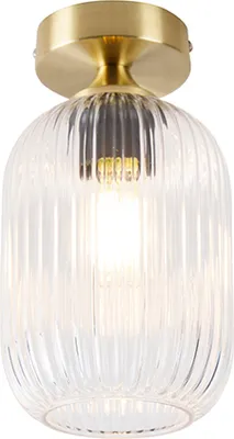Produktbild von QAZQA - Art Deco Art-Deco-Deckenleuchte I Deckenlampe I Lampe I Leuchte Messing mit Klarglas - Banci I Wohnzimmer I Schlafzimmer - Rund - LED geeignet E27