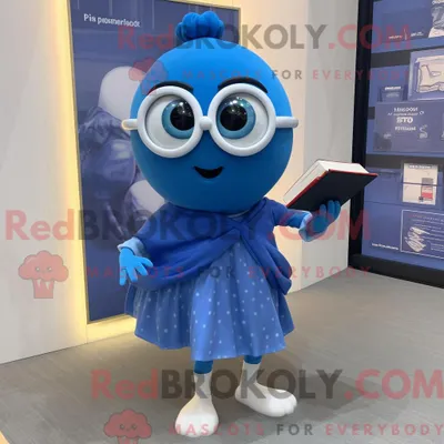 Obrázek produktu pro Postava REDBROKOLY maskota modré Shakshuky v minisukni a brýle na čtení