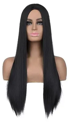 Image de Perruque synthétique longue pour femmes, cheveux lisses