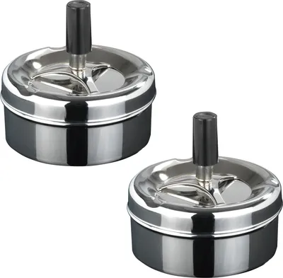 Produktbild von 2x Drehaschenbecher Edelstahl Aschenbecher Ascher Drehascher Tischaschenbecher