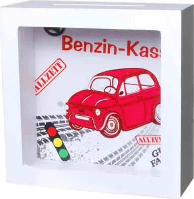 Produktbild von Bilderrahmen-Spardose "Benzin-Kasse" zum hängen, stellen, Rückwand abnehmbar