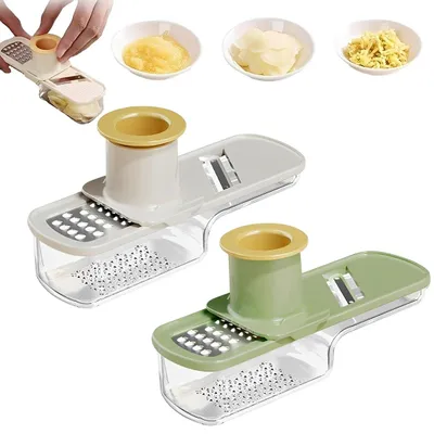 Produktbild von 2 Stück Gemüsehobel Gemüsereibe, 3 in 1 Gemüseschneider mit Klingenschützer für dünne Scheiben, multifunktionaler Küchenhobel für Gemüse, Obst und Käse