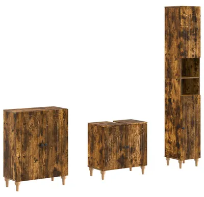 Immagine prodotto di Sistema di mobili da bagno in 3 pezzi, modello ALKMAAR, finitura "Raucheiche" (rovere affumicato)