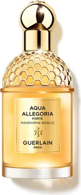 A bottle of Guerlain Aqua Allegoria Forte Mandarine Basilic Eau de Parfum.