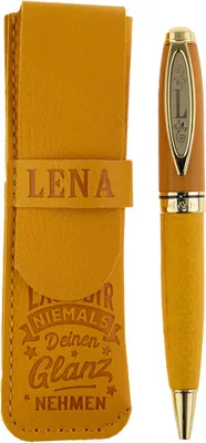 Produktbild von History & Heraldry Bamboo Persönlicher und individueller Kuli Kugelschreiber Stift mit Namen und Spruch Personalisiertes Etui Monogramm-Design persönliches Geschenk (Kuli Lena )