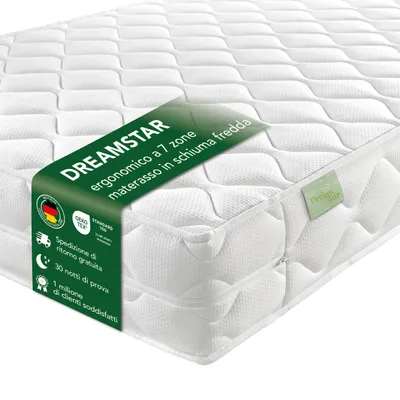 Immagine prodotto di Materasso ergonomico in schiuma fredda a 7 zone | 80 x 200 cm | 16 cm | H2 e H3 | DREAMSTAR Ergo Flex Duo | Materasso reversibile