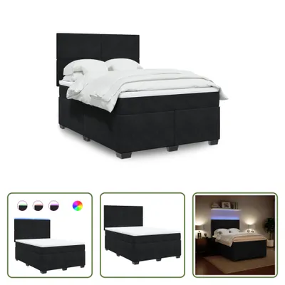 Produktbild von The Living Store Boxspringbett mit Matratze Schwarz 140x200 cm Samt