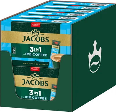 Produktbild von JACOBS Löskaffee 3in1 Typ Ice Coffee Eiskaffee 12x 10 Getränke Kaffeesticks