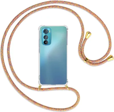 Produktbild von Handykette Backcover-Schutzhülle mit Band (Metall goldfarben) für Motorola Edge 30 5G - Rainbow
