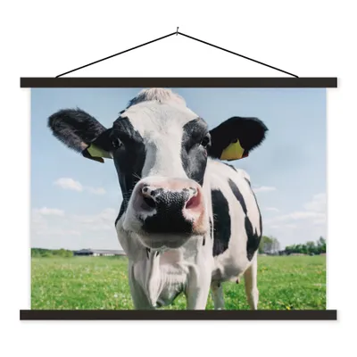 Produktbild von MuchoWow® Textilposter Kuh - Wiese - Natur - Tiere - Gras 40x30 cm mit schwarzem Rahmen - Dekorationen