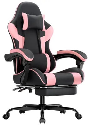Produktbild von Gaming Stuhl Ergonomisch Verstellbar Kunstleder Bürostuhl Lendenstütze 200KG Schwarz Weiß