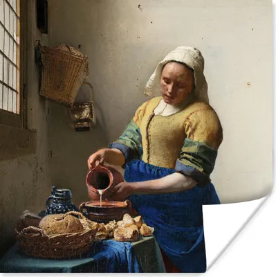 Produktbild von MuchoWow® Poster Das Milchmädchen - Kunst - Alte Meister - Vermeer 75x75 cm - Wand Dekoration