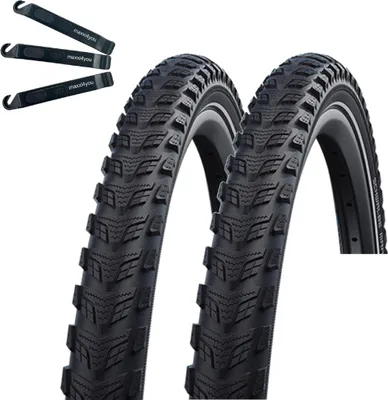 Produktbild von 2 x Schwalbe Marathon 365 Fahrradreifen in Schwarz Reflex 55-622 (28 x 2,15) inkl. maxxi4you Reifenheber