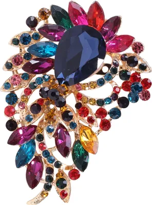 Produktbild von Elegante bunte Strass-Glasbrosche, leuchtende Farbe, unregelmäßige Form, Anstecknadel, Schal, Anzug, Kragen, Abzeichen, Outfit-Zubehör